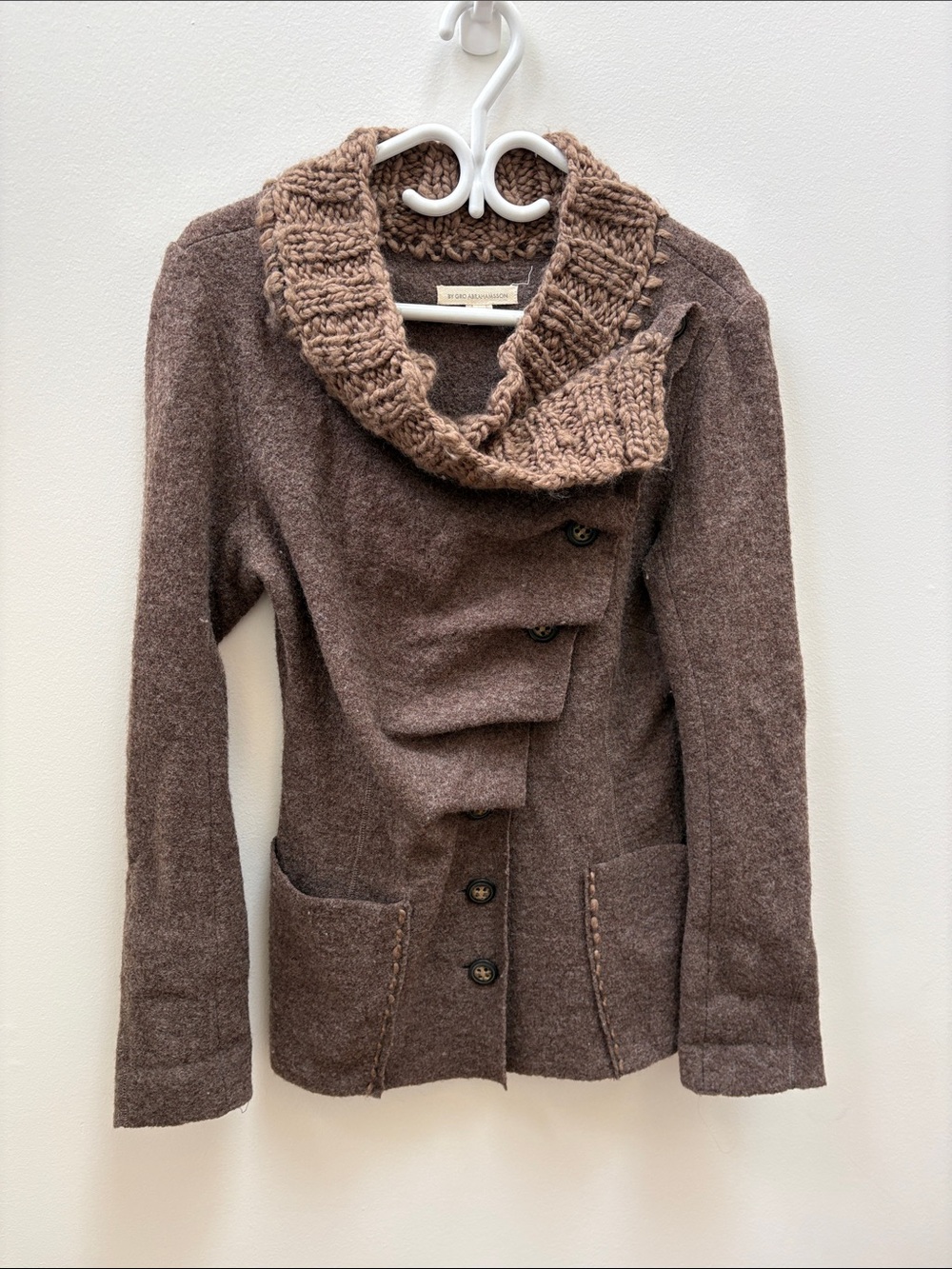 Urban Outfitters Brown Textured Shawl-Collar Button Cardigan